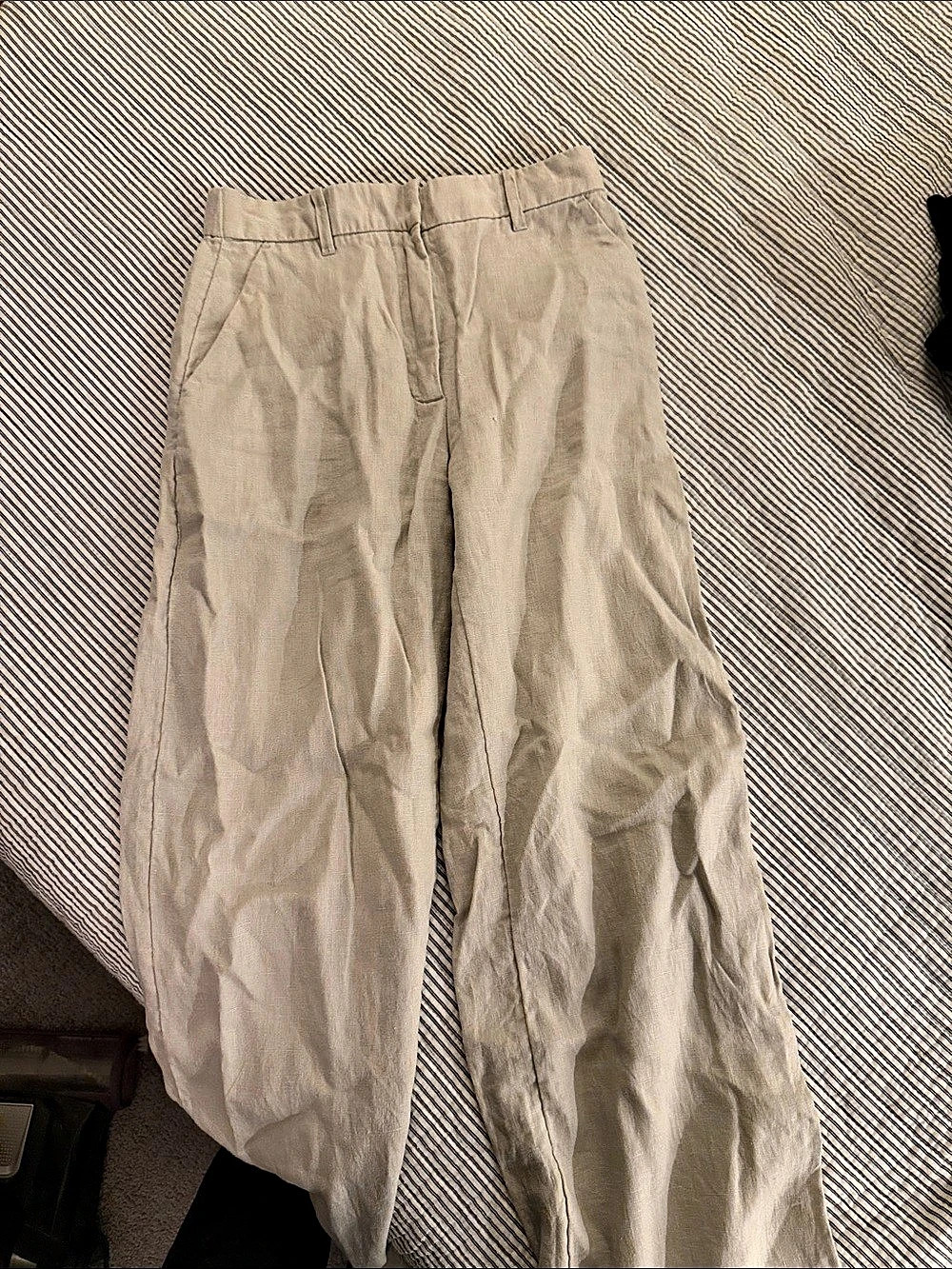 A&F Linen Collection Wide Leg Linen Pants in Beige Waist 25